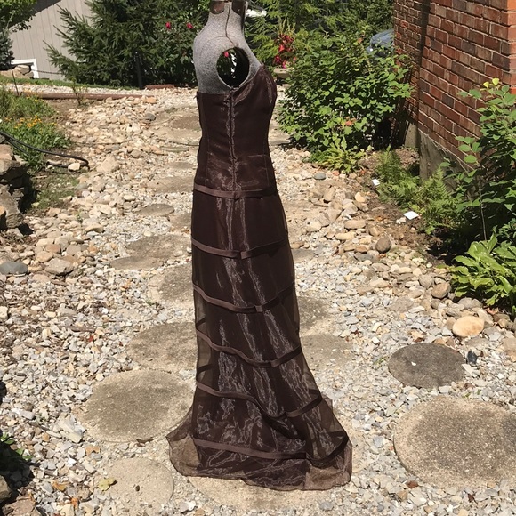 Bill Pesce Couture Full Length Brown Evening Gown - Picture 5 of 8